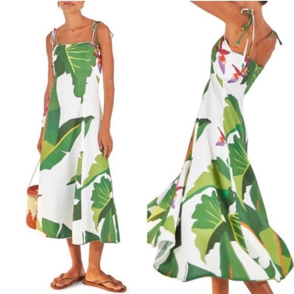 NWT FARM Rio White Tropical Midi Dress-S - Picture 2 of 7